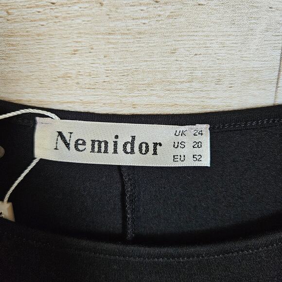 Nemidor Cold Shoulder Swing Dress Plus Size 24 Plus Size Black T-Shirt Pockets - Picture 5 of 8